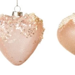 The Christmas Palace 3" PINK GLASS WITH SEQUIN & PEARLS ASSORTED ORNAMENT SET OF 12