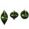 The Christmas Palace 3" SHINY GREEN GLASS ASSORTED ORNAMENT SET OF 12