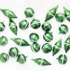 The Christmas Palace 3" - 7" SHINY GREEN GLASS WITH SILVER JEWELS ASSORTED ORNAMENT SET OF 12