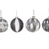 The Christmas Palace 4" CRYSTAL WITH BLACK GLITTER ASSORTED ORNAMENT SET OF 12 Christmas Ornaments