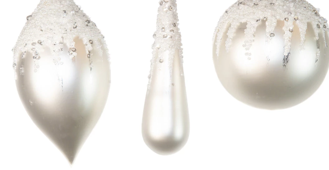 The Christmas Palace 4" WHITE MATTE & GLITTER ORNAMENTS ASSORTED SET OF 12 2 The Christmas Palace 4" WHITE MATTE & GLITTER ORNAMENTS ASSORTED SET OF 12