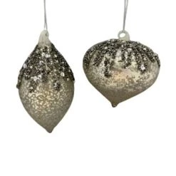 The Christmas Palace Christmas Ornaments 4" CAPPUCCINO MERCURY GLASS ASSORTED ORNAMENT SET OF 12