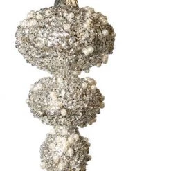 The Christmas Palace 8" PEWTER BEADED FINIAL SET OF 2
