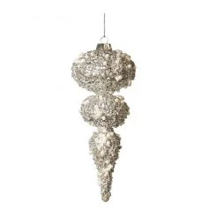 The Christmas Palace 8" PEWTER BEADED FINIAL SET OF 2