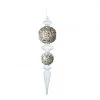 The Christmas Palace 15" CRYSTAL WITH SILVER GLITTER FINIAL SET OF 2