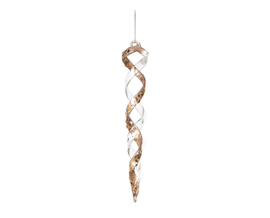 The Christmas Palace 7" SPIRAL ICICLE WITH GOLD SEQUIN ORNAMENT SET OF 12 1 The Christmas Palace 7" SPIRAL ICICLE WITH GOLD SEQUIN ORNAMENT SET OF 12