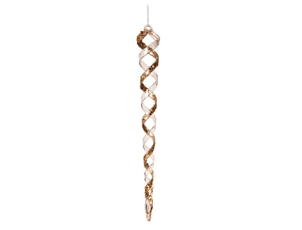 The Christmas Palace 11" SPIRAL ICICLE WITH GOLD GLITTER ORNAMENT SET OF 12 Christmas Ornaments 1 The Christmas Palace 11" SPIRAL ICICLE WITH GOLD GLITTER ORNAMENT SET OF 12 Christmas Ornaments