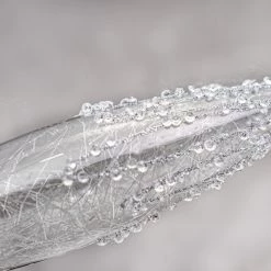 The Christmas Palace Christmas Ornaments 11" CRYSTAL GLASS ICICLE WITH GREY GLITTER SET OF 6
