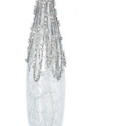 The Christmas Palace Christmas Ornaments 11" CRYSTAL GLASS ICICLE WITH GREY GLITTER SET OF 6 7 The Christmas Palace Christmas Ornaments 11
