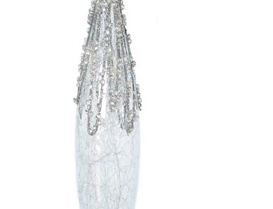 The Christmas Palace Christmas Ornaments 11" CRYSTAL GLASS ICICLE WITH GREY GLITTER SET OF 6 4 The Christmas Palace Christmas Ornaments 11" CRYSTAL GLASS ICICLE WITH GREY GLITTER SET OF 6