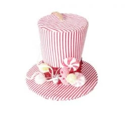 The Christmas Palace 4" RED & WHITE STRIPE CANDY TOP HAT SET OF 6