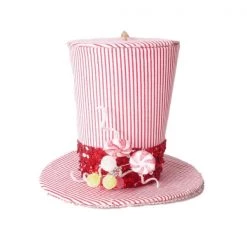 The Christmas Palace 6" RED & WHITE STRIPE CANDY TOP HAT SET OF 4 Hats & Boxes