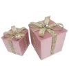 The Christmas Palace 6" & 8" PINK FLOCK GIFT BOX WITH SEQUIN BOW Hats & Boxes