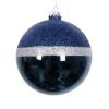 The Christmas Palace 4.75" DARK BLUE WITH SILVER GLITTER ORNAMENT SET OF 12