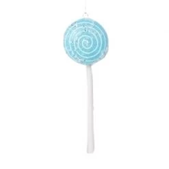 The Christmas Palace 10" TEAL LOLLIPOP WITH CLEAR GLITTER SET OF 12 Christmas Ornaments