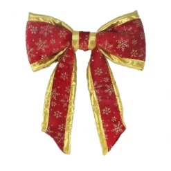 The Christmas Palace 12" RED & GOLD VELVET SNOWFLAKE BOW