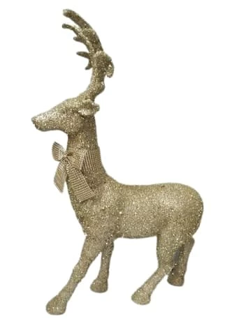 The Christmas Palace Deers, Bears & Swans 30'' CHAMPAGNE GLITTER DEER WITH BOW 1 The Christmas Palace Deers, Bears & Swans 30'' CHAMPAGNE GLITTER DEER WITH BOW