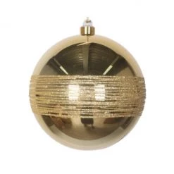 The Christmas Palace 10" GOLD SHINY GLITTER BALL SET OF 2 Shatterproof & Glass Sets