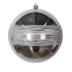 The Christmas Palace 8" SILVER GLITTER SHINY BALL SET OF 6 Shatterproof & Glass Sets