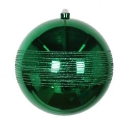 The Christmas Palace 6" GREEN GLITTER SHINY BALL SET OF 6