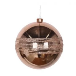 The Christmas Palace 8" ROSE GOLD SHINY GLITTER BALL SET OF 6
