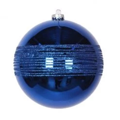 The Christmas Palace 8" BLUE GLITTER SHINY BALL SET OF 6