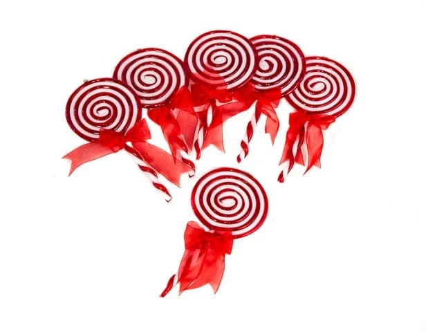 The Christmas Palace 7" RED & WHITE LOLLIPOP SET OF 6 1 The Christmas Palace 7" RED & WHITE LOLLIPOP SET OF 6