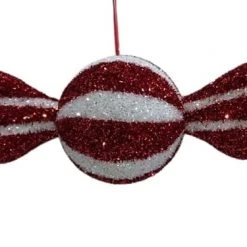 The Christmas Palace Christmas Ornaments 6.5" RED & WHITE WRAPPED CANDY ORNAMENT SET OF 2