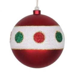 The Christmas Palace Christmas Ornaments 5.5" RED MATTE POLKA DOT BALL SET OF 6