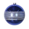 The Christmas Palace 6" BLUE SHINY BALL WITH SILVER GLITTER SET OF 6 Shatterproof & Glass Sets