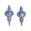 The Christmas Palace 13" BLUE & SILVER SHINY GLITTER FINIAL SET OF 2