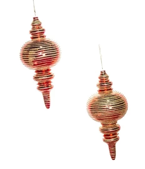 The Christmas Palace 13" RED & GOLD SHINY GLITTER FINIAL SET OF 2 Christmas Ornaments 1 The Christmas Palace 13" RED & GOLD SHINY GLITTER FINIAL SET OF 2 Christmas Ornaments