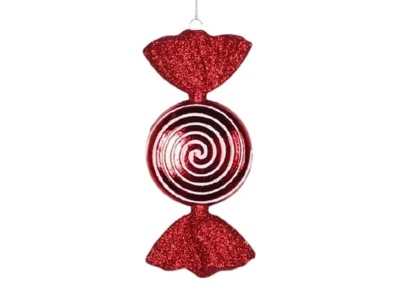 The Christmas Palace 7" RED SWIRL SHINY CANDY ORNAMENT SET OF 12 1 The Christmas Palace 7" RED SWIRL SHINY CANDY ORNAMENT SET OF 12
