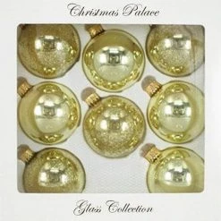 The Christmas Palace 2.5" GOLD GLASS ORNAMENT SET OF SET OF 24 Shatterproof & Glass Sets