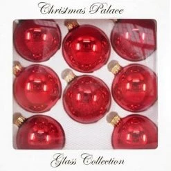 The Christmas Palace 2.5" RED GLASS ORNAMENT SET OF SET OF 24