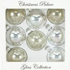 The Christmas Palace 2.5" SILVER GLASS ORNAMENT SET OF SET OF 24