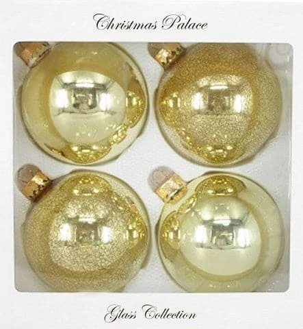 The Christmas Palace Shatterproof & Glass Sets 4" GOLD GLASS BALL ORNAMENTS SET OF 24 1 The Christmas Palace Shatterproof & Glass Sets 4" GOLD GLASS BALL ORNAMENTS SET OF 24