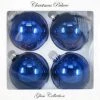 The Christmas Palace 4" BLUE GLASS BALL ORNAMENTS SET OF 24 Shatterproof & Glass Sets