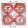 The Christmas Palace Shatterproof & Glass Sets 4" PINK GLASS BALL ORNAMENTS SET OF 24