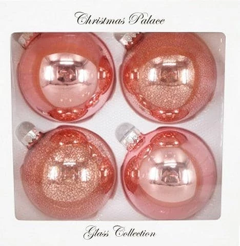 The Christmas Palace Shatterproof & Glass Sets 4" PINK GLASS BALL ORNAMENTS SET OF 24 1 The Christmas Palace Shatterproof & Glass Sets 4" PINK GLASS BALL ORNAMENTS SET OF 24