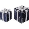 The Christmas Palace Hats & Boxes 6-8" BLUE WITH SILVER BOW GIFT BOX SET