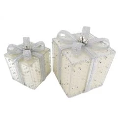 The Christmas Palace 6" & 8" WHITE WITH SILVER BOW GIFT BOX SET