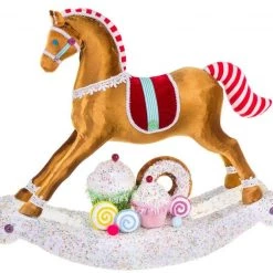The Christmas Palace Sugar & Spice 23" BROWN ROCKING GINGERBREAD HORSE