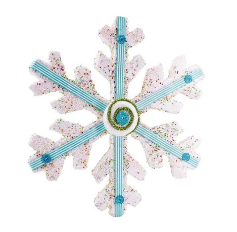 The Christmas Palace 7" WHITE WITH BLUE CANDY SNOWFLAKE SET OF 4 1 The Christmas Palace 7" WHITE WITH BLUE CANDY SNOWFLAKE SET OF 4