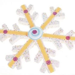 The Christmas Palace Christmas Ornaments 15" WHITE WITH GOLD SNOWFLAKE ORNAMENT SET OF 2