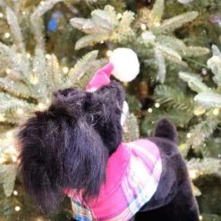 The Christmas Palace 18" BLACK DOG WITH PLAID SHIRT Deers, Bears & Swans