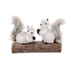 The Christmas Palace 8" GREY SQUIRRELS ON TRUNK Table Tops