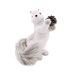 The Christmas Palace 11" GREY STANDING SQUIRREL WITH PINE CONE