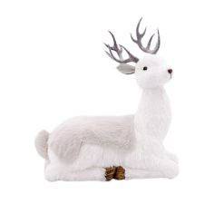 The Christmas Palace Deers, Bears & Swans 16" GREY ELEGANT SITTING DEER