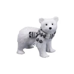 The Christmas Palace 8" WHITE POLAR BEAR WITH SCARF Deers, Bears & Swans